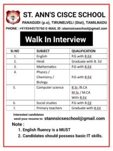 Read more about the article TEACHER’S WANTED walk in interview